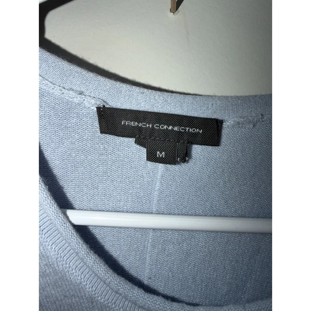 French Connection Medium Baby Blue Sweater Pullover Crew Neck Long Sleeve Knit - Picture 2 of 5